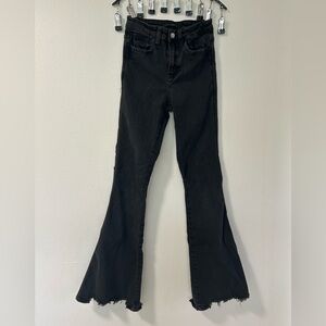 Flying Monkey High Rise Flare Distressed Black Jeans
